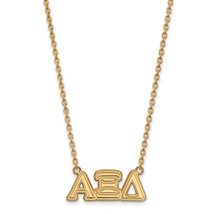 Gold Plated Sterling Silver Logoart Alpha Xi Delta Sorority Greek Letters Medium Pendant 18 Inch Necklace