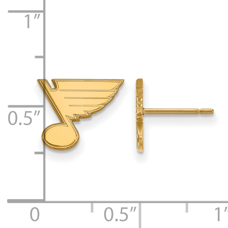 Gold Plated Sterling Silver Nhl Logoart St. Louis Blues Extra Small Post Earrings