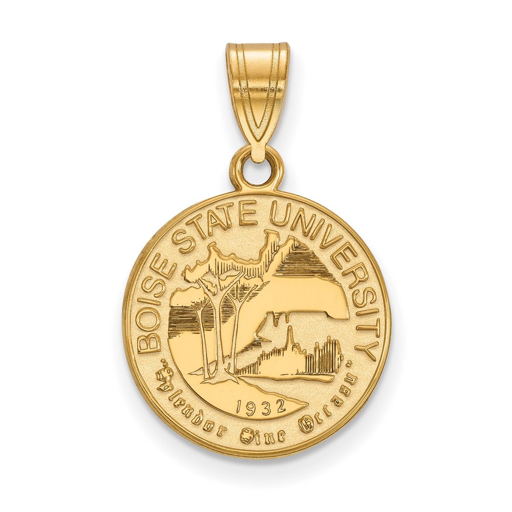 Gold Plated Sterling Silver Logoart Boise State University Medium Crest Pendant