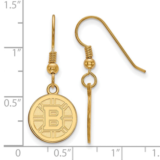 Gold Plated Sterling Silver Nhl Logoart Boston Bruins Small Dangle Earrings