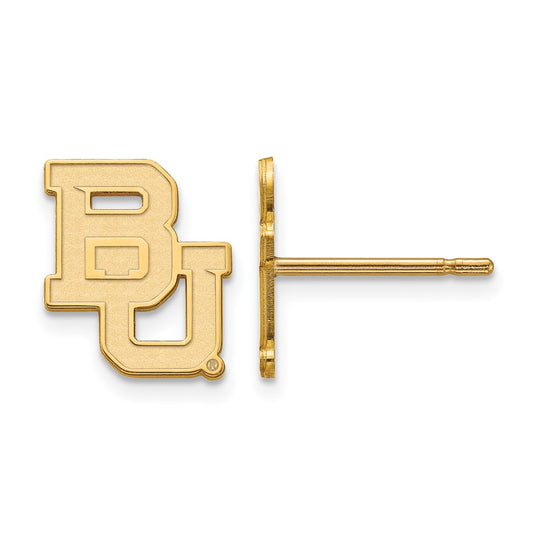 10K Yellow Gold Logoart Baylor University Bears Extra Small Post Earrings
