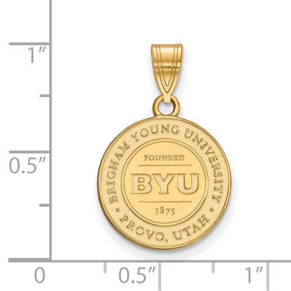 Gold Plated Sterling Silver Logoart Brigham Young University Medium Crest Pendant