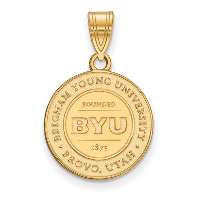 Gold Plated Sterling Silver Logoart Brigham Young University Medium Crest Pendant