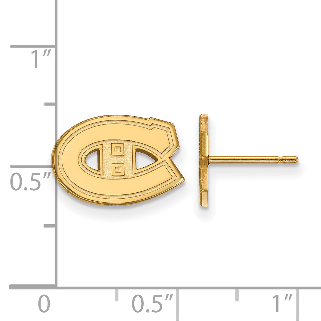 Gold Plated Sterling Silver Nhl Logoart Montreal Canadiens Extra Small Post Earrings