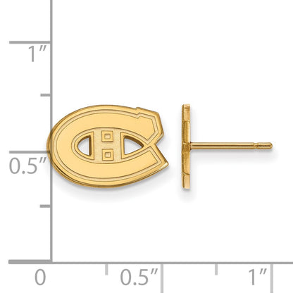10K Yellow Gold Nhl Logoart Montreal Canadiens Extra Small Post Earrings