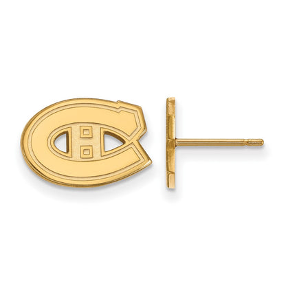 10K Yellow Gold Nhl Logoart Montreal Canadiens Extra Small Post Earrings