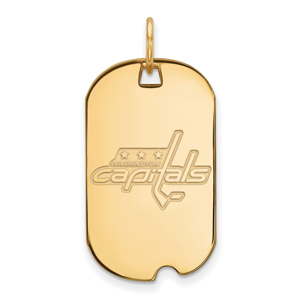 Gold Plated Sterling Silver Nhl Logoart Washington Capitals Small Dog Tag Pendant
