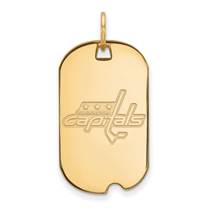 Gold Plated Sterling Silver Nhl Logoart Washington Capitals Small Dog Tag Pendant