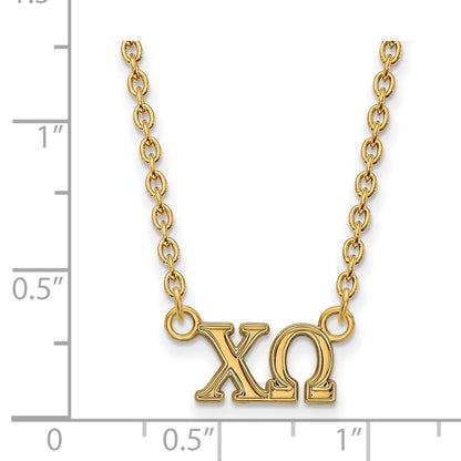 Gold Plated Sterling Silver Logoart Chi Omega Sorority Greek Letters Medium Pendant 18 Inch Necklace