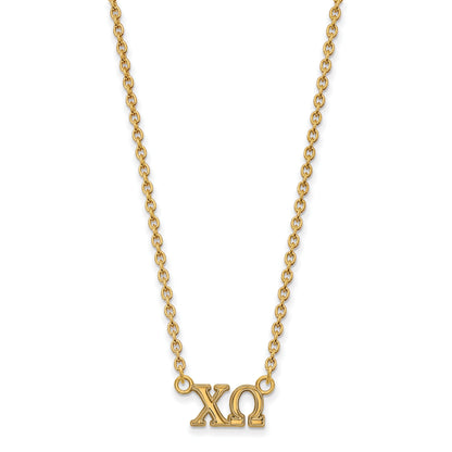 Gold Plated Sterling Silver Logoart Chi Omega Sorority Greek Letters Medium Pendant 18 Inch Necklace