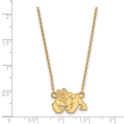 10K Yellow Gold Logoart California State University Fresno Bulldog Small Pendant 18 Inch Necklace