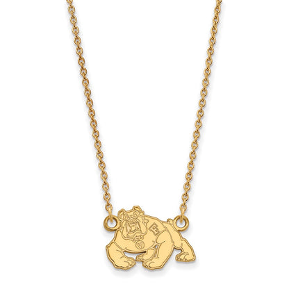 10K Yellow Gold Logoart California State University Fresno Bulldog Small Pendant 18 Inch Necklace