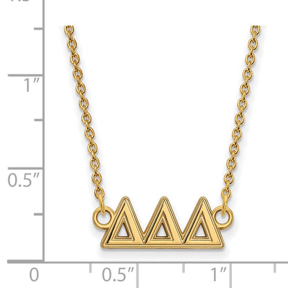 Gold Plated Sterling Silver Logoart Delta Sorority Greek Letters Medium Pendant 18 Inch Necklace