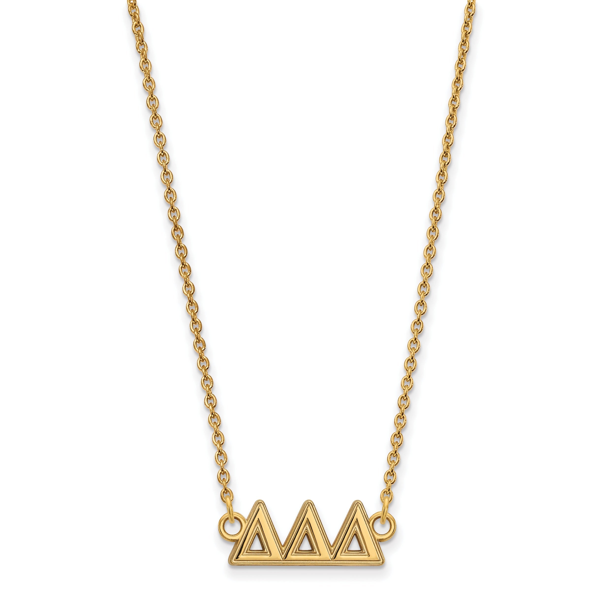 Gold Plated Sterling Silver Logoart Delta Sorority Greek Letters Medium Pendant 18 Inch Necklace