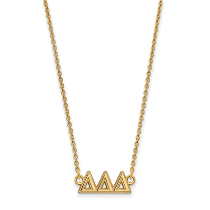 Gold Plated Sterling Silver Logoart Delta Sorority Greek Letters Medium Pendant 18 Inch Necklace