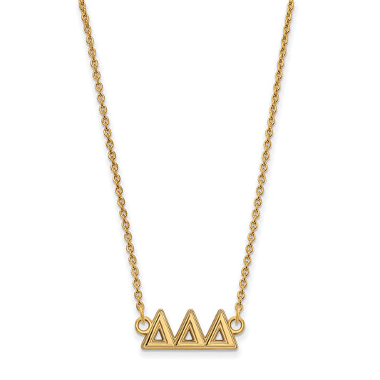 Gold Plated Sterling Silver Logoart Delta Sorority Greek Letters Medium Pendant 18 Inch Necklace