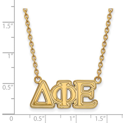 Gold Plated Sterling Silver Logoart Delta Phi Epsilon Sorority Greek Letters Medium Pendant 18 Inch Necklace
