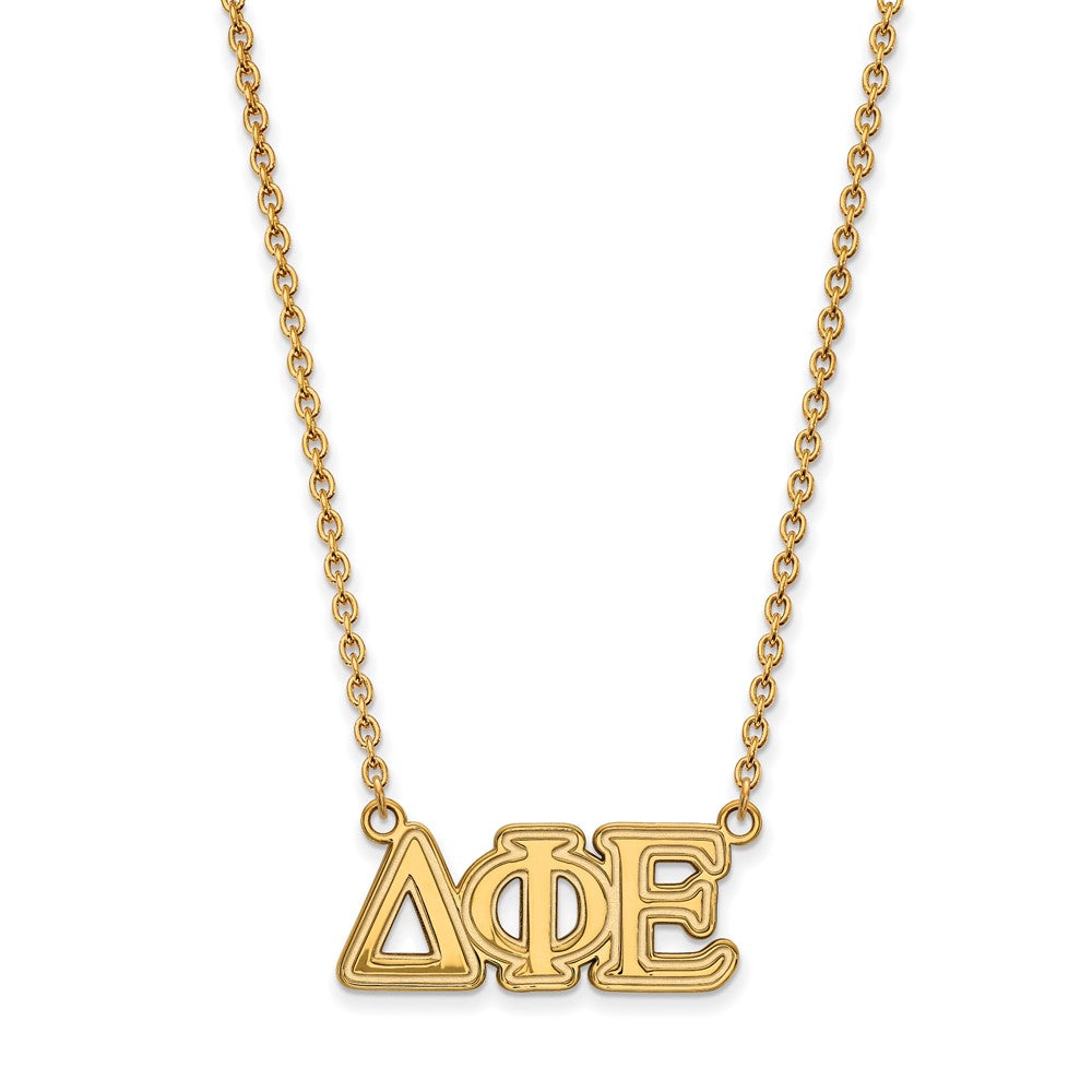 Gold Plated Sterling Silver Logoart Delta Phi Epsilon Sorority Greek Letters Medium Pendant 18 Inch Necklace