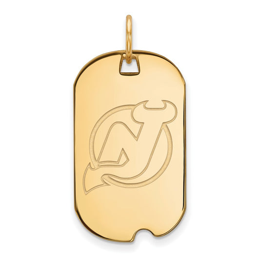 Gold Plated Sterling Silver Nhl Logoart New Jersey Devils Small Dog Tag Pendant