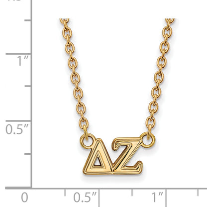 Gold Plated Sterling Silver Logoart Delta Zeta Sorority Greek Letters Medium Pendant 18 Inch Necklace