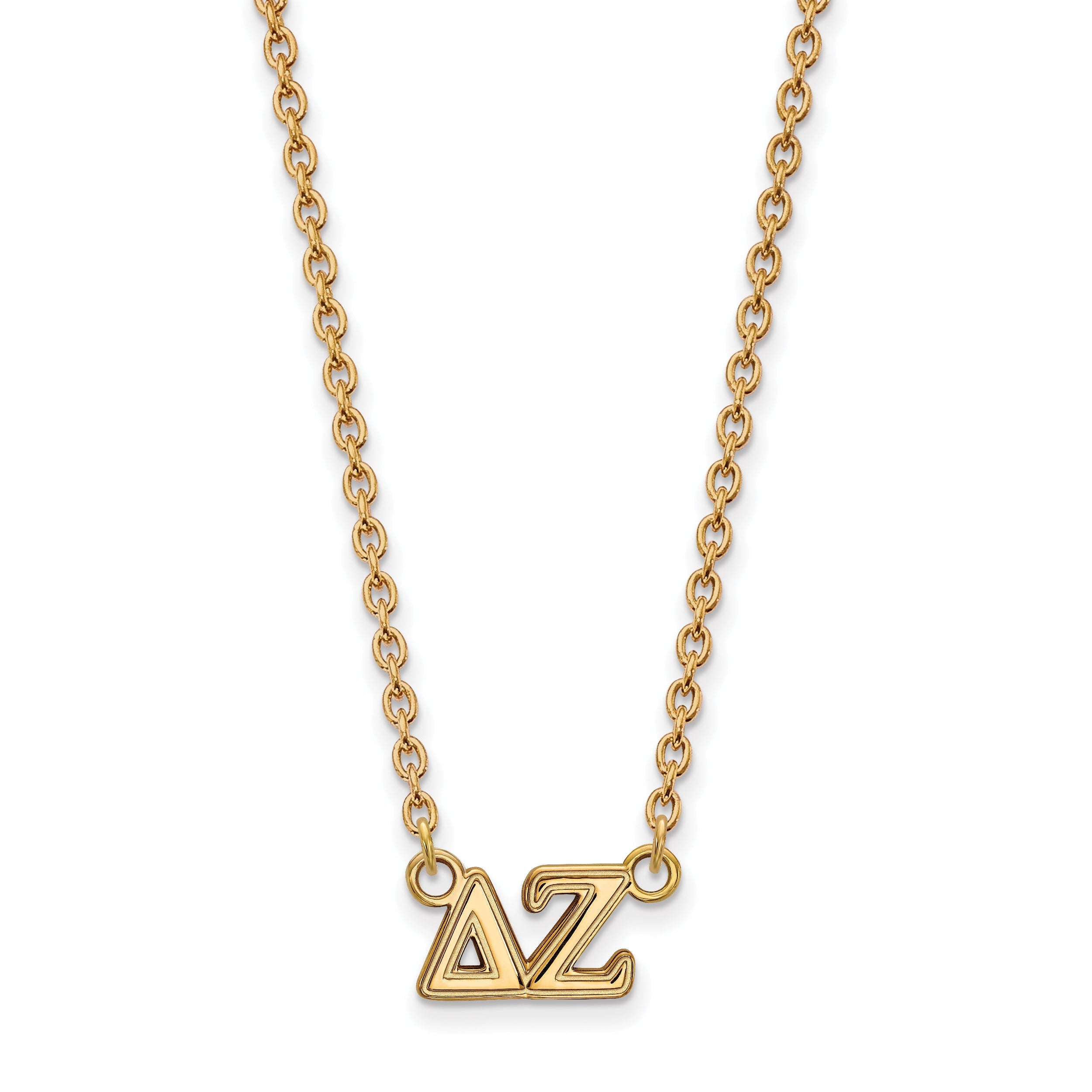 Gold Plated Sterling Silver Logoart Delta Zeta Sorority Greek Letters Medium Pendant 18 Inch Necklace