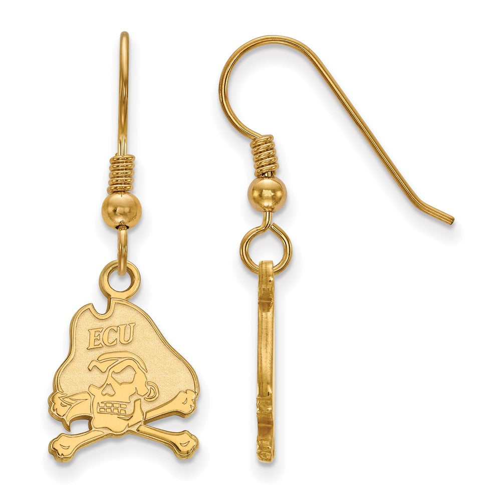 Gold Plated Sterling Silver Logoart East Carolina University Pirate Small Dangle Wire Earrings