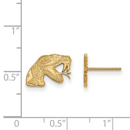 10K Yellow Gold Logoart Florida A And M University Rattler Extra Small Post Earrings