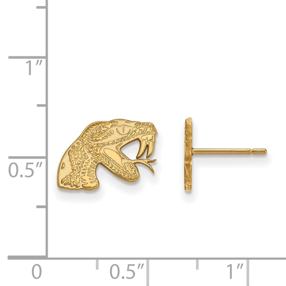 14K Yellow Gold Logoart Florida A And M University Rattler Extra Small Post Earrings