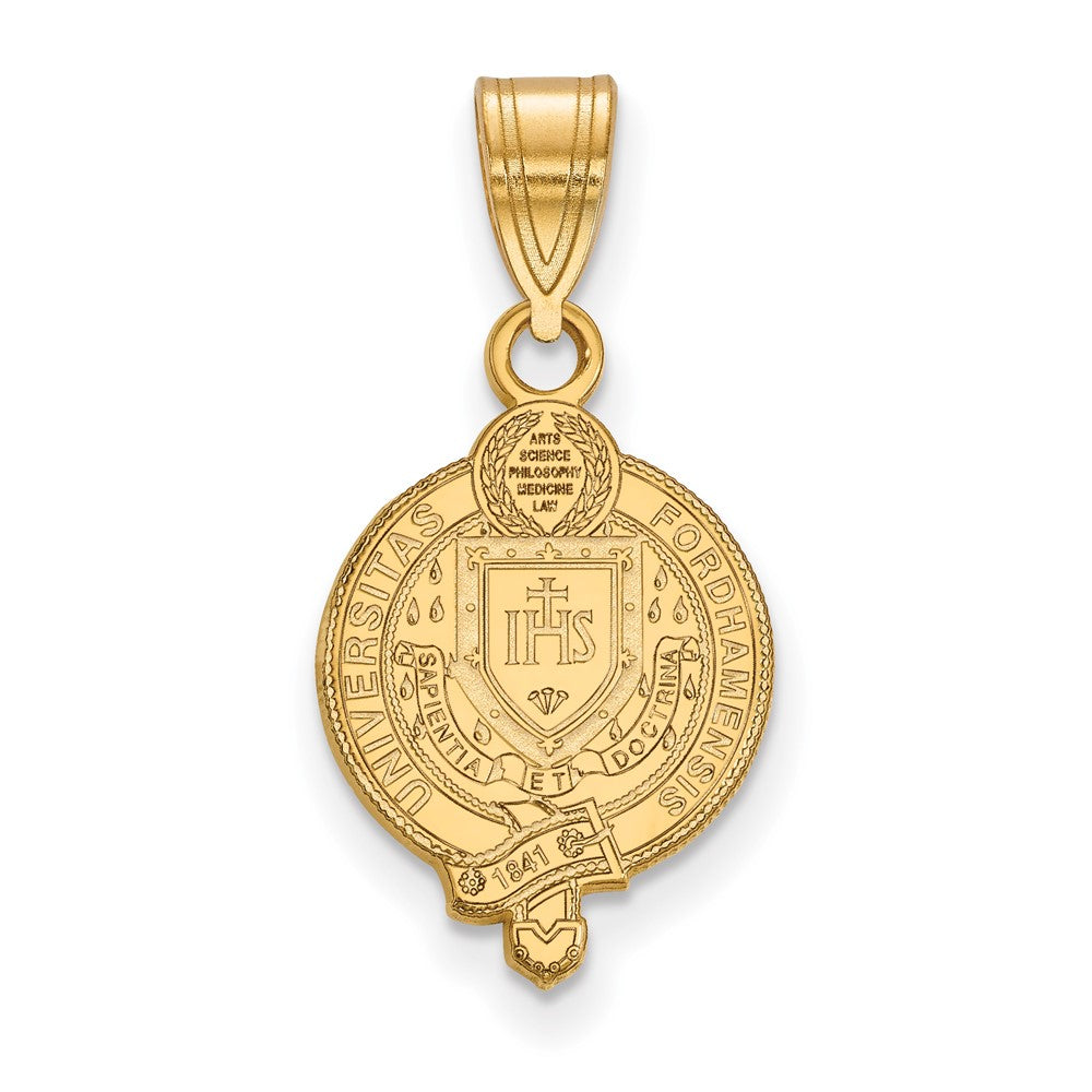 Gold Plated Sterling Silver Logoart Fordham University Medium Crest Pendant