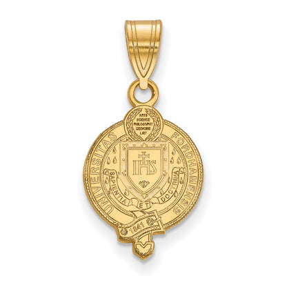 Gold Plated Sterling Silver Logoart Fordham University Medium Crest Pendant