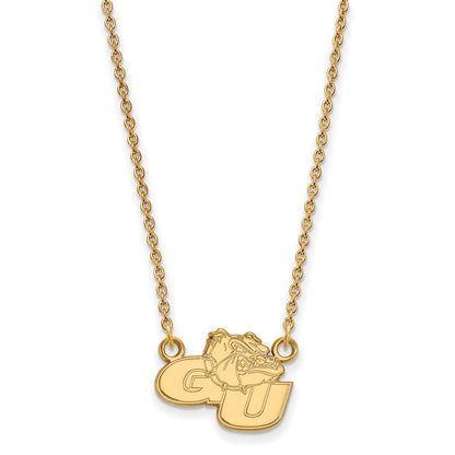 Gold Plated Sterling Silver Logoart Gonzaga University G U Bulldog Small Pendant 18 Inch Necklace