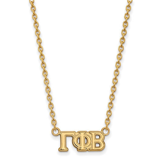 Gold Plated Sterling Silver Logoart Gamma Phi Beta Sorority Greek Letters Small Pendant 18 Inch Necklace