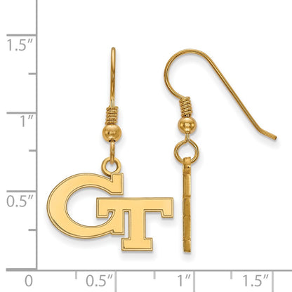 Gold Plated Sterling Silver Logoart Georgia Institute Of Technology G T Sm Dangle Wire Earrings