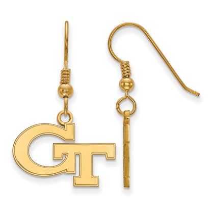 Gold Plated Sterling Silver Logoart Georgia Institute Of Technology G T Sm Dangle Wire Earrings