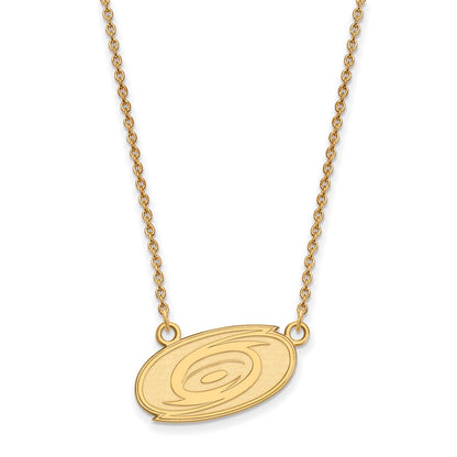 14K Yellow Gold Nhl Logoart Carolina Hurricanes Small Pendant 18 Inch Necklace