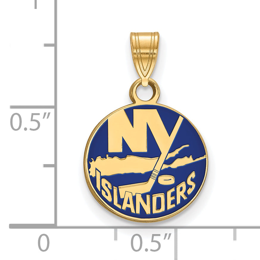 Gold Plated Sterling Silver Nhl Logoart New York Islanders Small Enameled Pendant