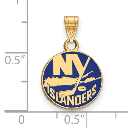 Gold Plated Sterling Silver Nhl Logoart New York Islanders Small Enameled Pendant