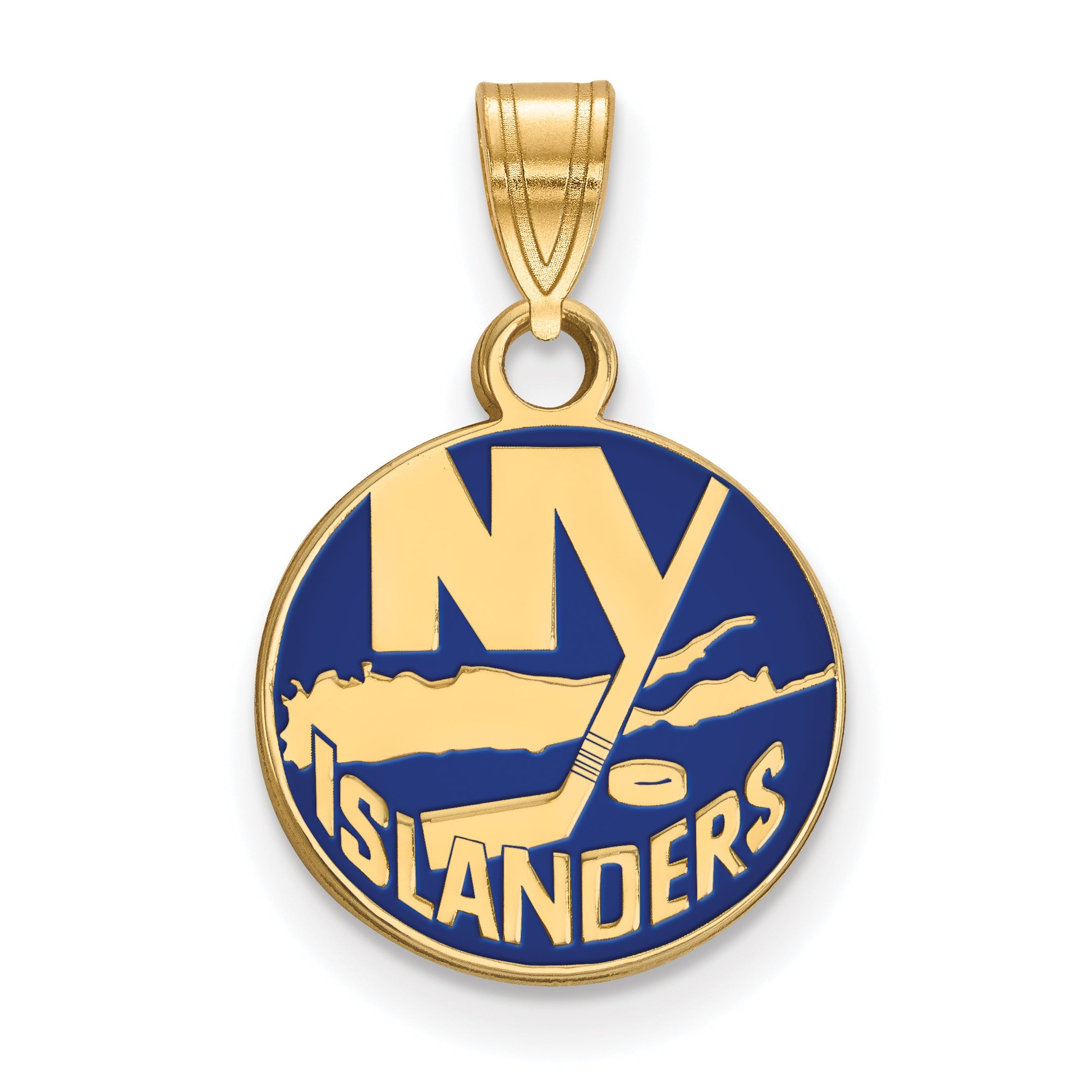 Gold Plated Sterling Silver Nhl Logoart New York Islanders Small Enameled Pendant