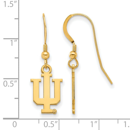 Gold Plated Sterling Silver Logoart Indiana University I U Small Dangle Wire Earrings