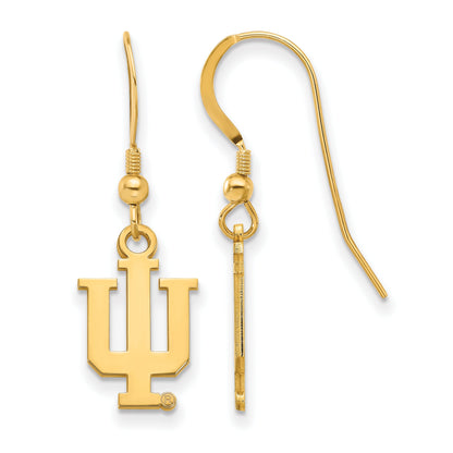 Gold Plated Sterling Silver Logoart Indiana University I U Small Dangle Wire Earrings