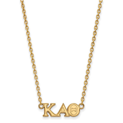 Gold Plated Sterling Silver Logoart Kappa Alpha Theta Sorority Greek Letters Medium Pendant 18 Inch Necklace