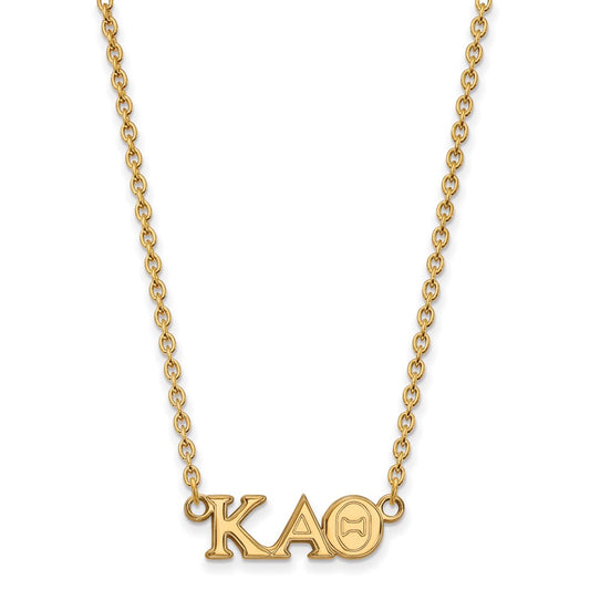 Gold Plated Sterling Silver Logoart Kappa Alpha Theta Sorority Greek Letters Medium Pendant 18 Inch Necklace