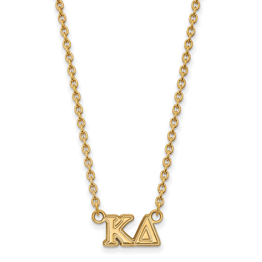 Gold Plated Sterling Silver Logoart Kappa Delta Sorority Greek Letters Medium Pendant 18 Inch Necklace
