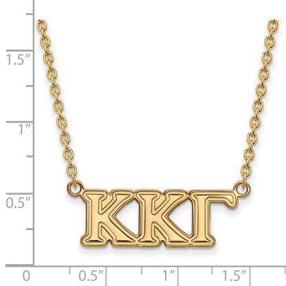 Gold Plated Sterling Silver Logoart Kappa Gamma Sorority Greek Letters Medium Pendant 18 Inch Necklace