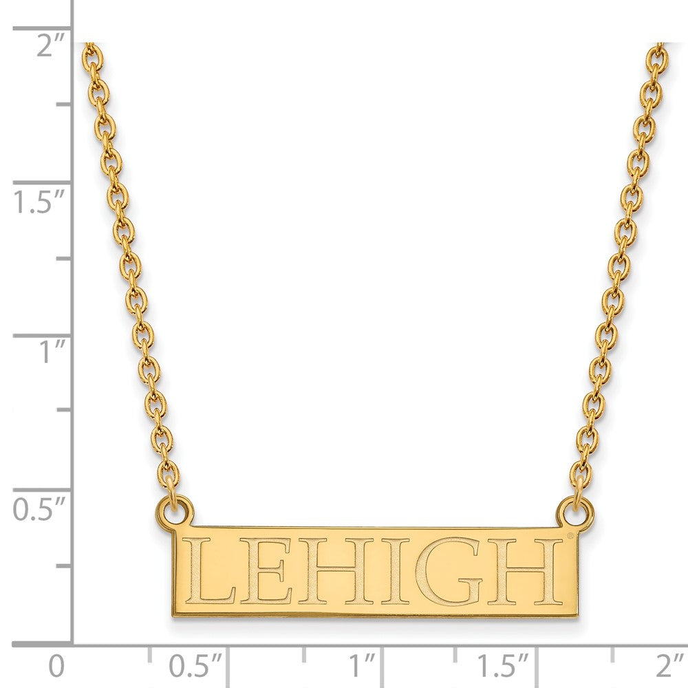 14K Yellow Gold Logoart Lehigh University Large Bar Pendant 18 Inch Necklace