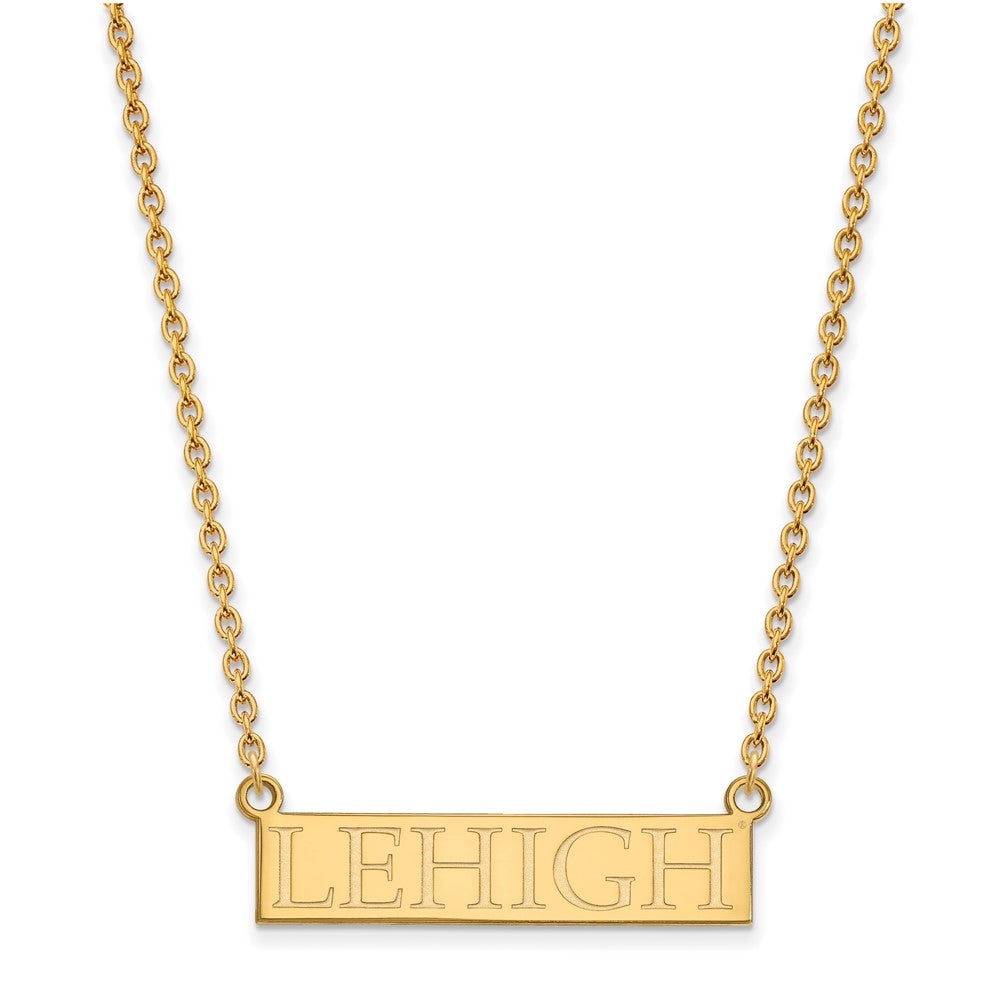 14K Yellow Gold Logoart Lehigh University Large Bar Pendant 18 Inch Necklace