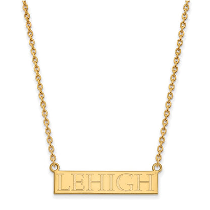 14K Yellow Gold Logoart Lehigh University Large Bar Pendant 18 Inch Necklace