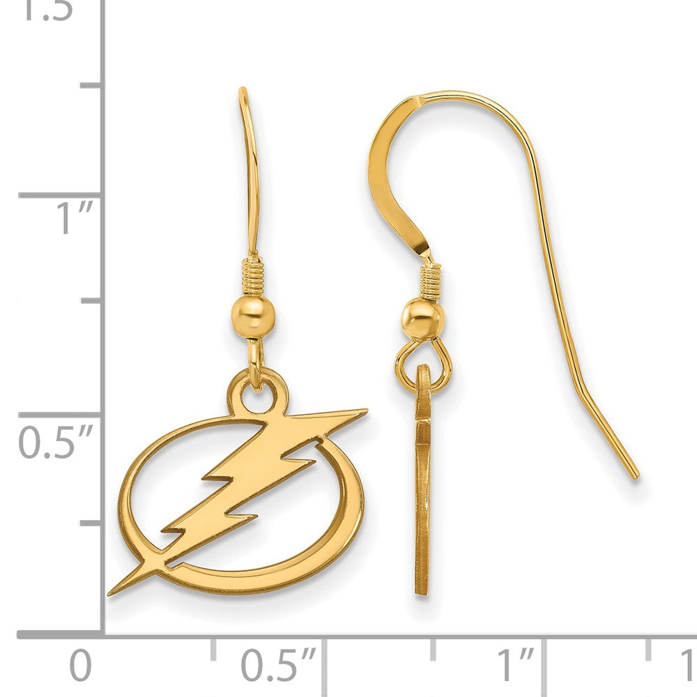 Gold Plated Sterling Silver Nhl Logoart Tampa Bay Lightning Small Dangle Wire Earrings