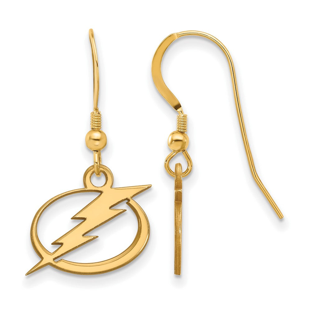 Gold Plated Sterling Silver Nhl Logoart Tampa Bay Lightning Small Dangle Wire Earrings