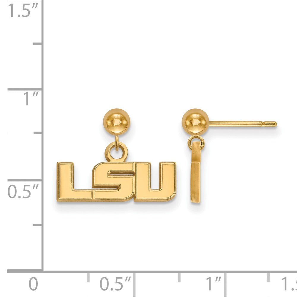 14K Yellow Gold Logoart Louisiana State University L S U Dangle Ball Post Earrings